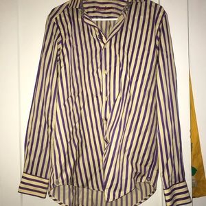 Cream and Purple Button Up